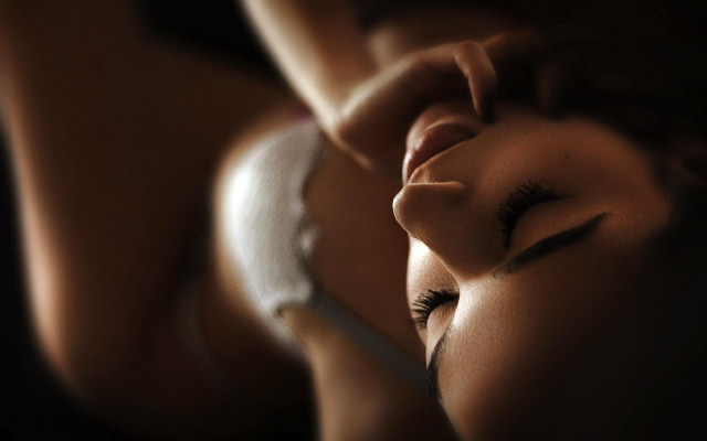 Woman resting closed eyes sensual free wallpaper - medium preview image