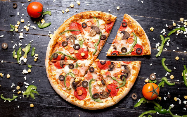 Pizza slice missing vegetables halloween free wallpaper - medium preview image