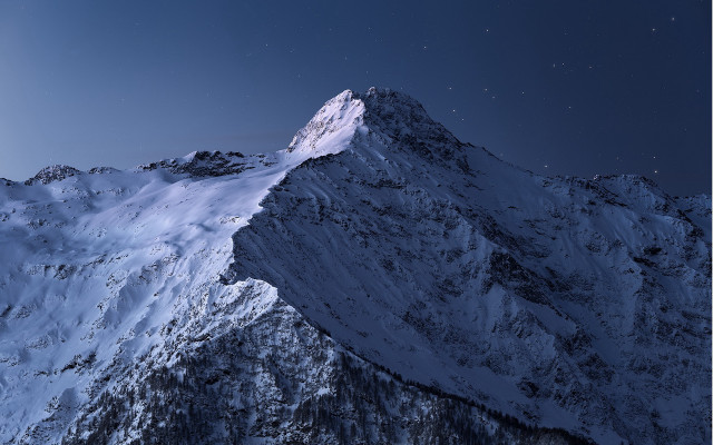 Mountain snow peak starry night free wallpaper - medium preview image