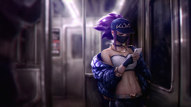 Akali cyberpunk baseballuniform phone graffiti free wallpaper - medium preview image