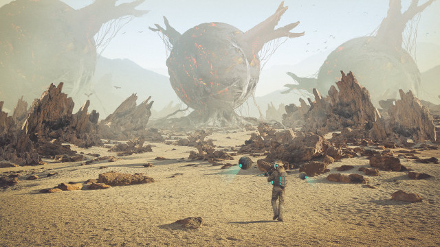 Desert man giant alien background free wallpaper - medium preview image