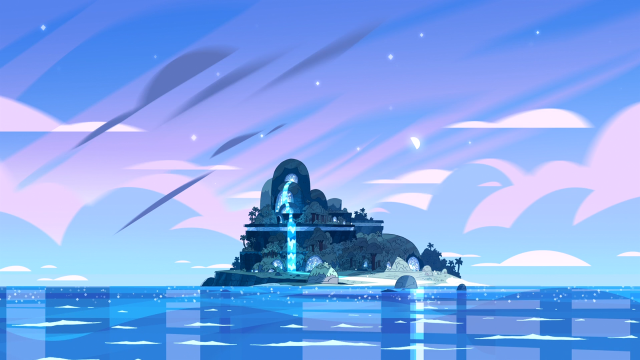 Cartoon castle ocean sky background free wallpaper - medium preview image