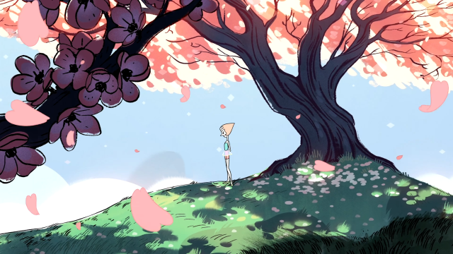 Person standing tree pink flowers free wallpaper - medium preview image