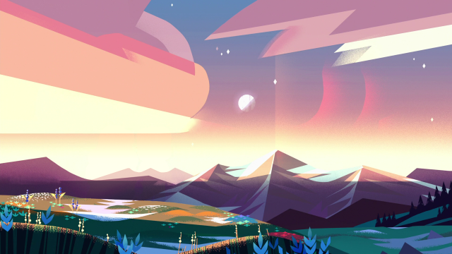 Mountains sky sun stars landscape free wallpaper - medium preview image