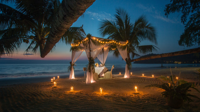 Beach canopy candles night romantic free wallpaper - medium preview image
