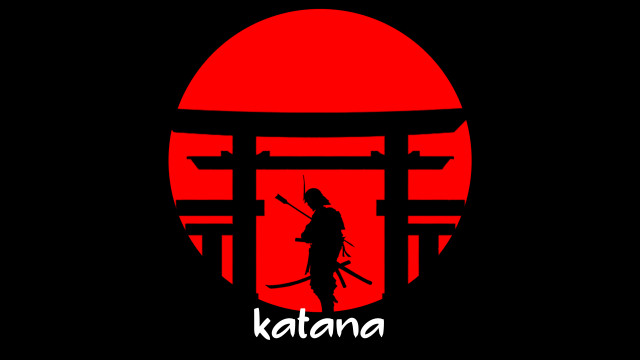 Katana silhouette red sun torii free wallpaper - medium preview image