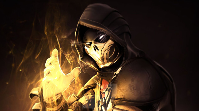Hooded sword glowing fire fantasy free wallpaper - medium preview image