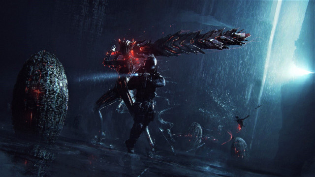 Futuristic giant creature glowing face free wallpaper - medium preview image