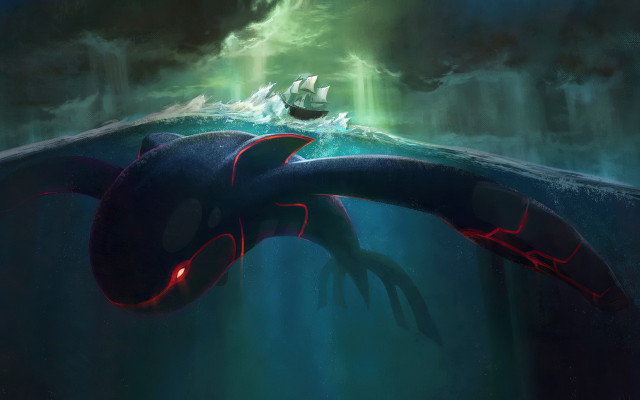 Large fish ocean boat fantasy free wallpaper - medium preview image