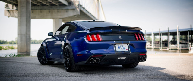 Blue mustang bridge side profile free wallpaper - medium preview image