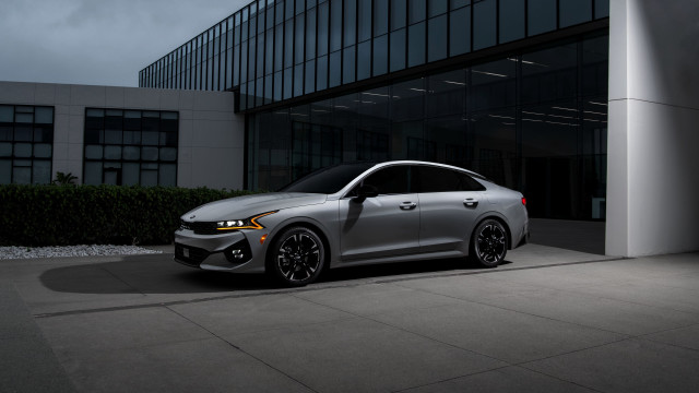 Silver car night building fence free wallpaper - medium preview image