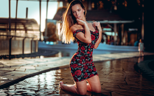 Rain dress portrait 3d blurry free wallpaper for desktop - medium preview image