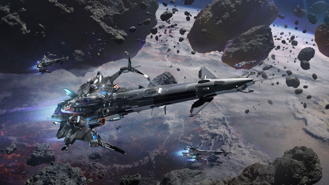 Fighter jets mountain space station free wallpaper - medium preview image