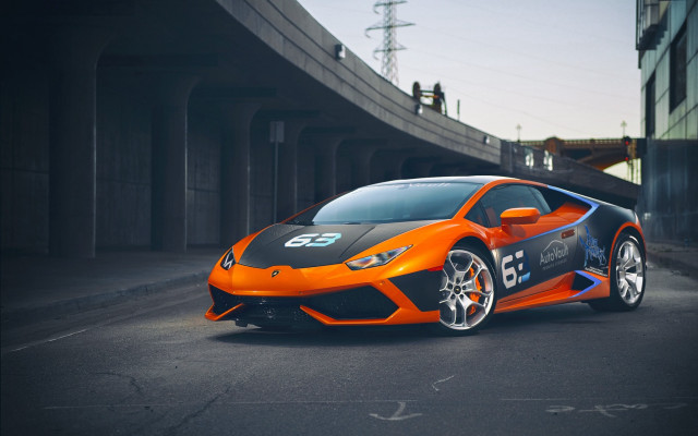 Orange sports car parking lot #6 free wallpaper - medium preview image