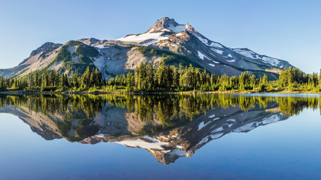 Mountain reflection trees water blue free wallpaper - medium preview image