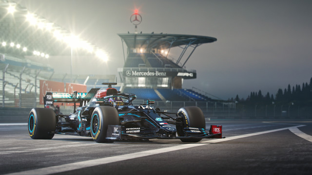 Racecar stadium night 4k photorealism free wallpaper - medium preview image