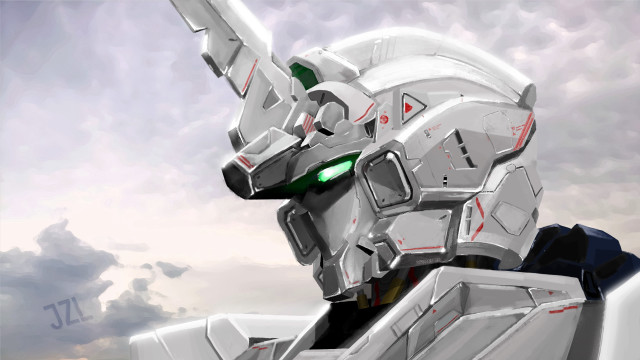 Robot greeneye whitebody damaged glowing free wallpaper - medium preview image