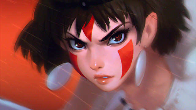 Woman red white face black free wallpaper - medium preview image