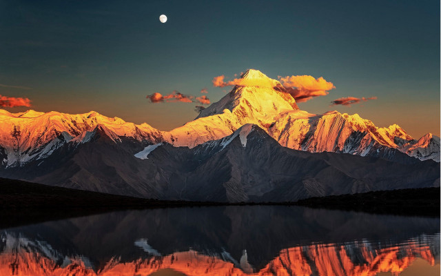 Mountain lake moon cloud autumn free wallpaper - medium preview image