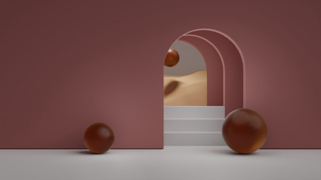 Three balls doorway pink wall free wallpaper - medium preview image