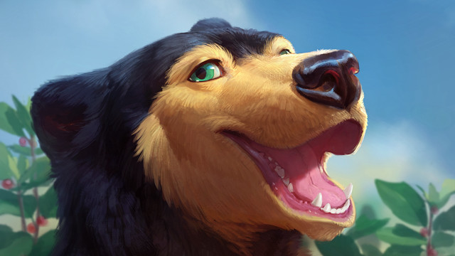 Dog open mouth clouds flowers free wallpaper - medium preview image