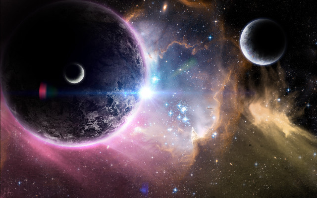 Space planet star matte painting free wallpaper - medium preview image