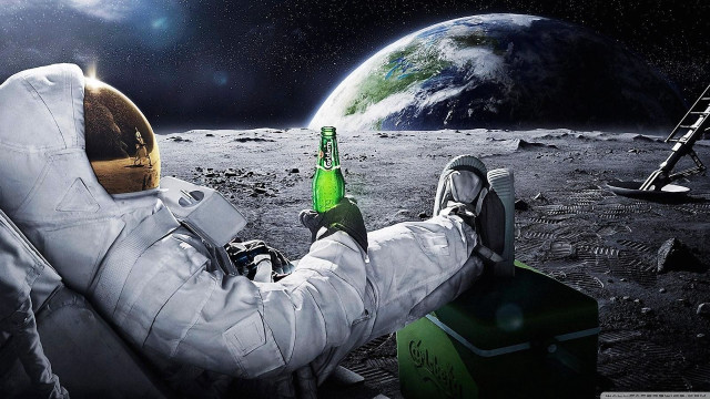 Astronaut man moon beer ladder free wallpaper - medium preview image