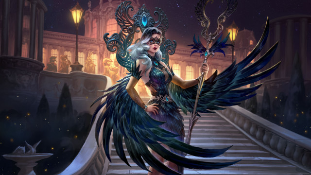 Woman sword bird staircase fantasy free wallpaper - medium preview image