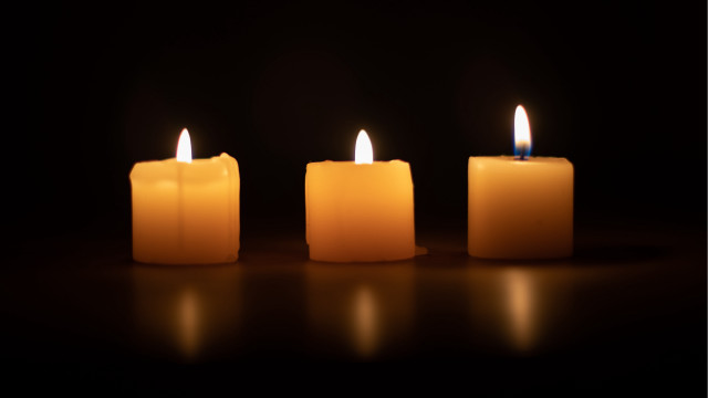 Three lit candles dark orphism free wallpaper - medium preview image