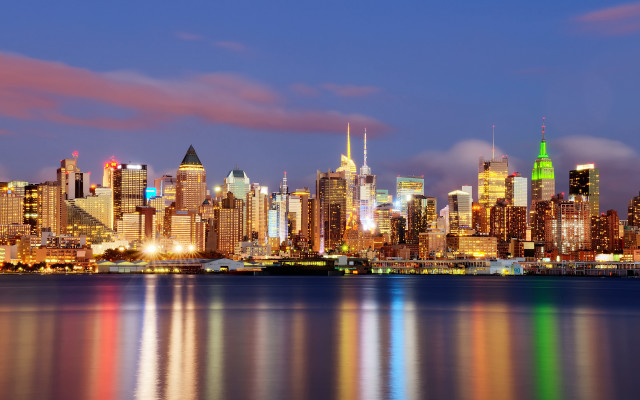 City skyline lake night colorful #2 free wallpaper - medium preview image
