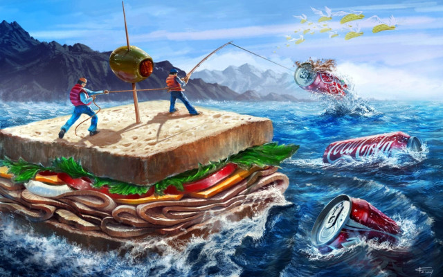 Fishing sandwich ocean soda fish #2 free wallpaper - medium preview image