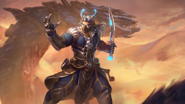 Armor dragon sunset beach mountain free wallpaper - medium preview image
