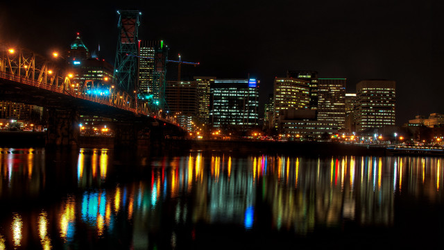 City skyline bridge river night #72 free wallpaper - medium preview image