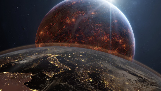 Red yellow planet star milkyway free wallpaper for desktop - medium preview image