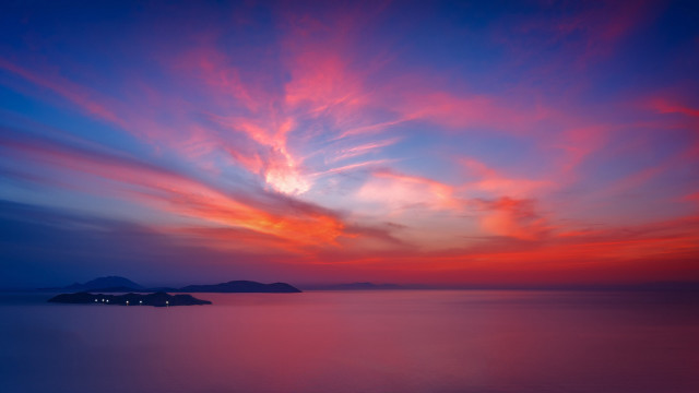 Sunset water island clouds magic free wallpaper - medium preview image