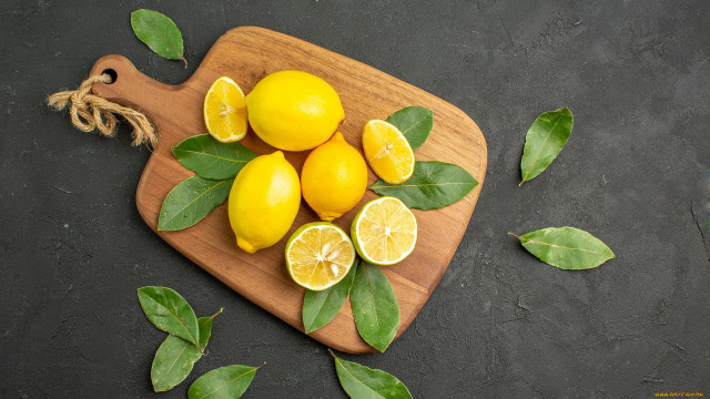 Cutting board lemons leaves rope free wallpaper - medium preview image