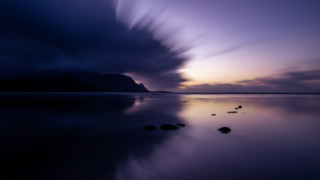 Dark sky cloud water rocks free wallpaper - medium preview image