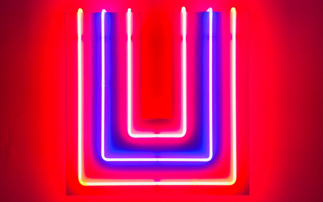 Neon sign red blue rectangles free wallpaper - medium preview image