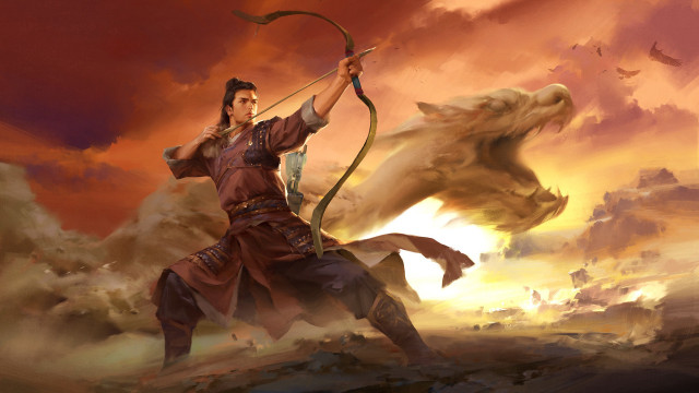 Man dog dragon fantasy epic free wallpaper - medium preview image