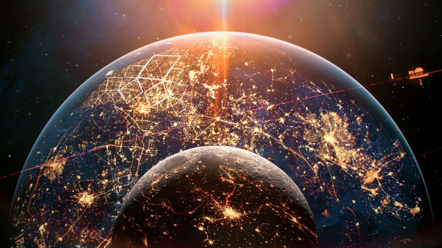 Earth space star aurora moon free wallpaper - medium preview image