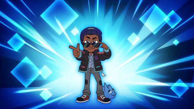 Cartoon character blue background light free wallpaper for desktop - medium preview image