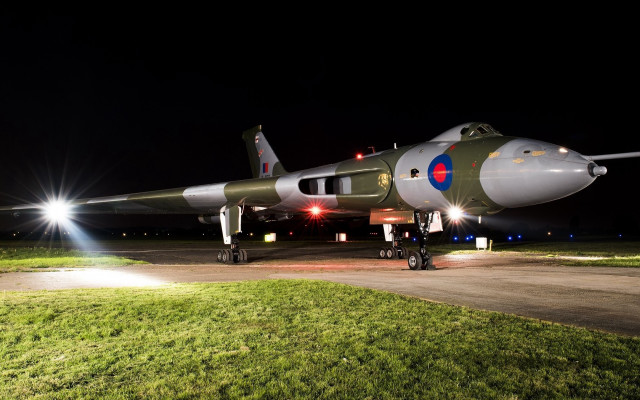 Military jet night runway lights free wallpaper - medium preview image