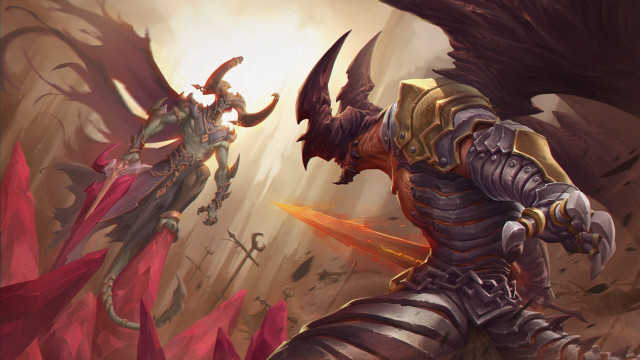 Fantasy battle demons wings sword free wallpaper - medium preview image