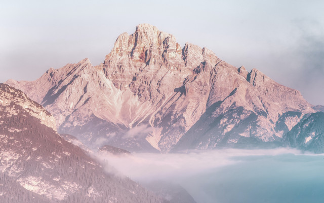 Mountain range foggy sky lake free wallpaper - medium preview image
