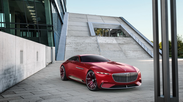 Red car stairs building panfuturism free wallpaper - medium preview image