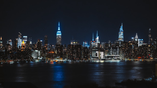 City skyline night blue lights #2 free wallpaper - medium preview image