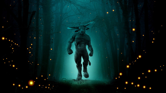 Deer forest fireflies glowing night free wallpaper - medium preview image