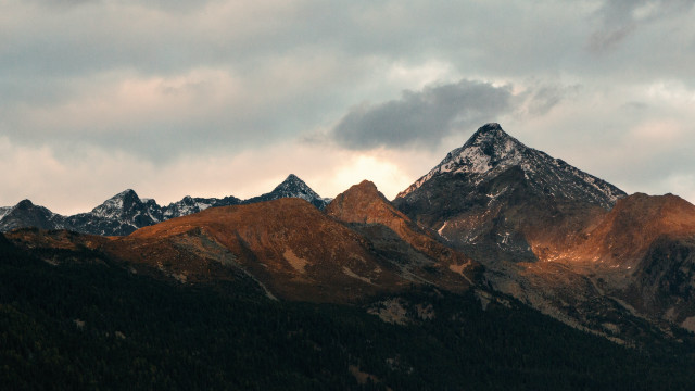 Mountain range clouds trees evening free wallpaper - medium preview image