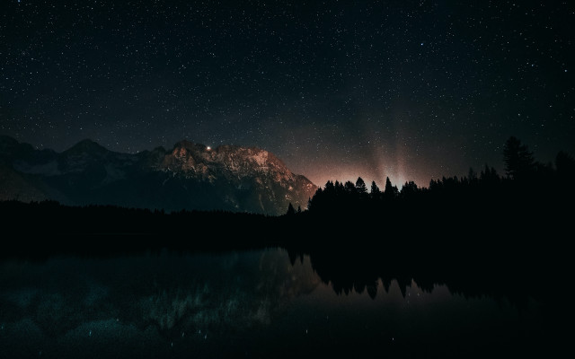 Night sky stars mountain lake #2 free wallpaper - medium preview image