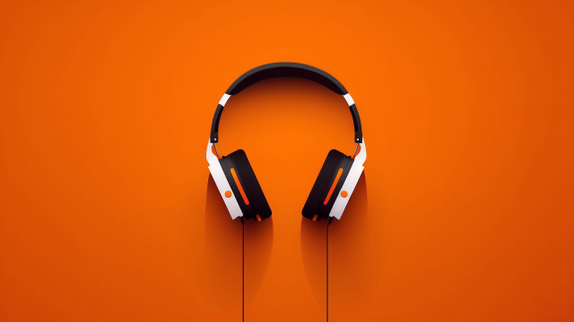 Headphones orange shadow minimalist vector free wallpaper - medium preview image